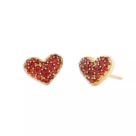 Kendra Scott Ari Gold Pave Crystal Heart Earrings in red Crystal - Picture 1 of 4